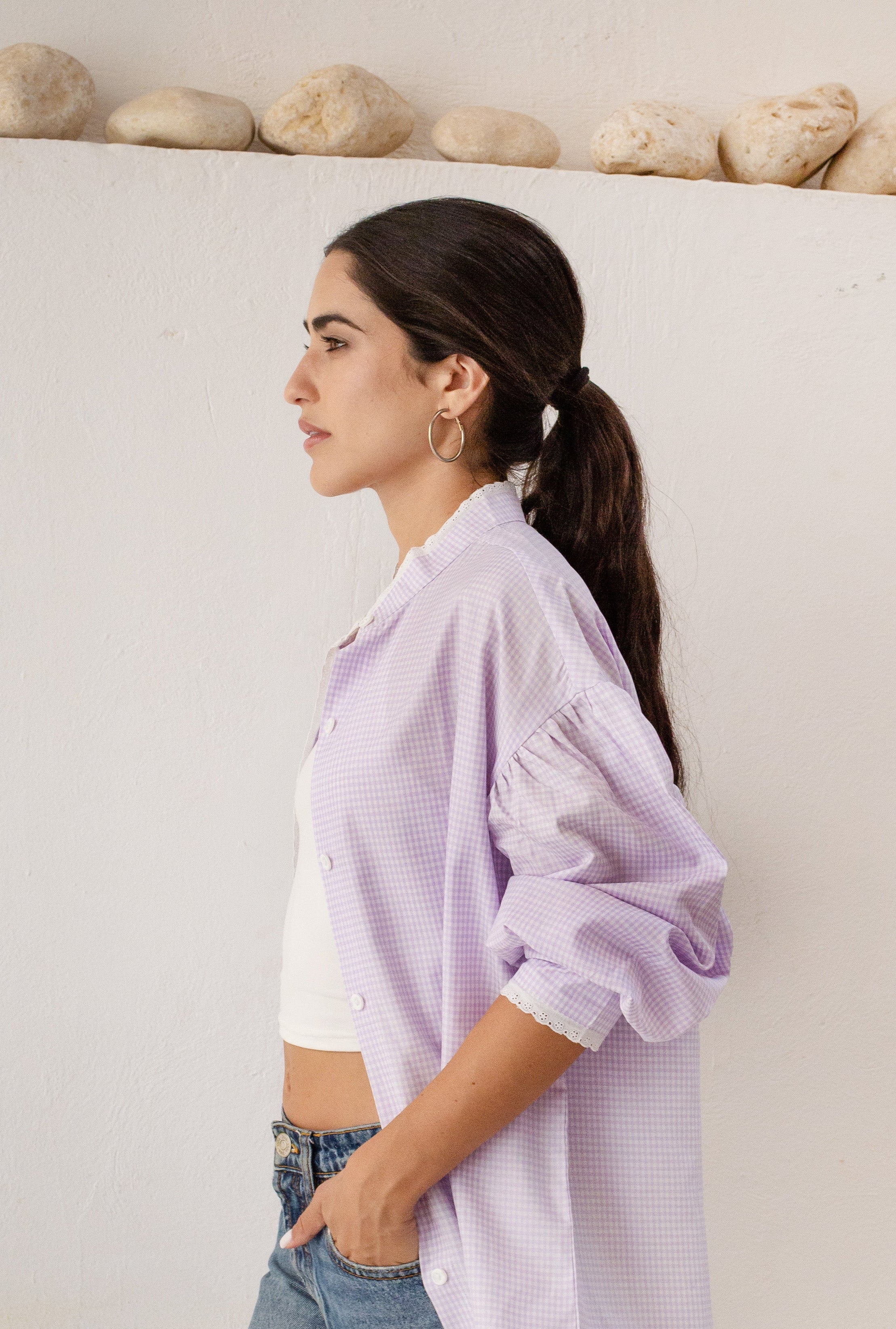 Lilac Gingham Shirt
