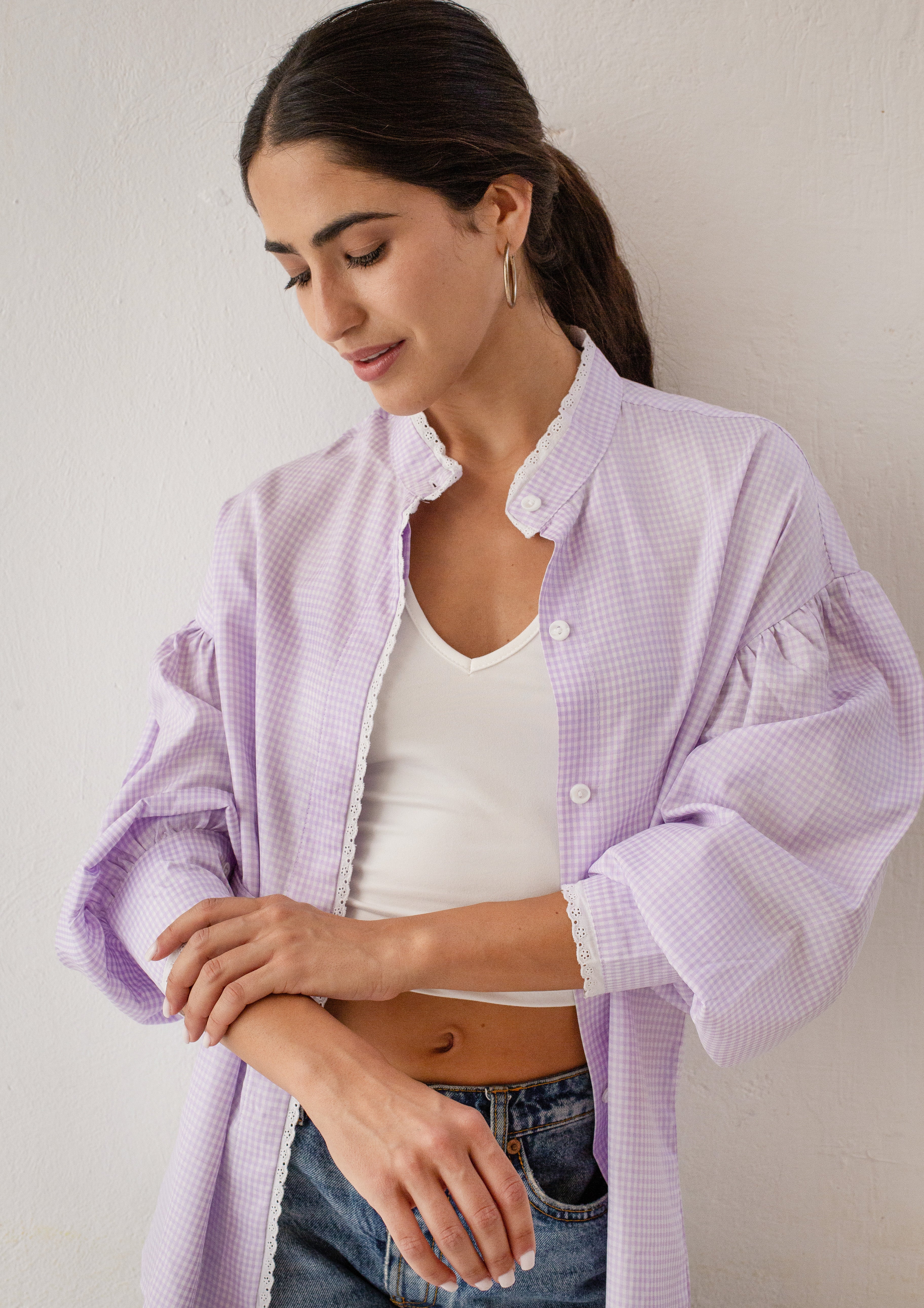 Lilac Gingham Shirt